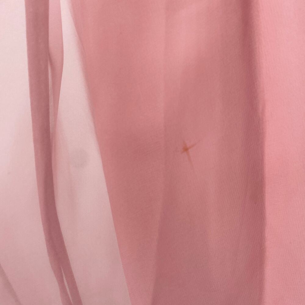 Vintage 70s Chiffon Puff Sleeve Ruffle Off Shoulder Midi Dress Fit Flare Pink 4 - Picture 10 of 10